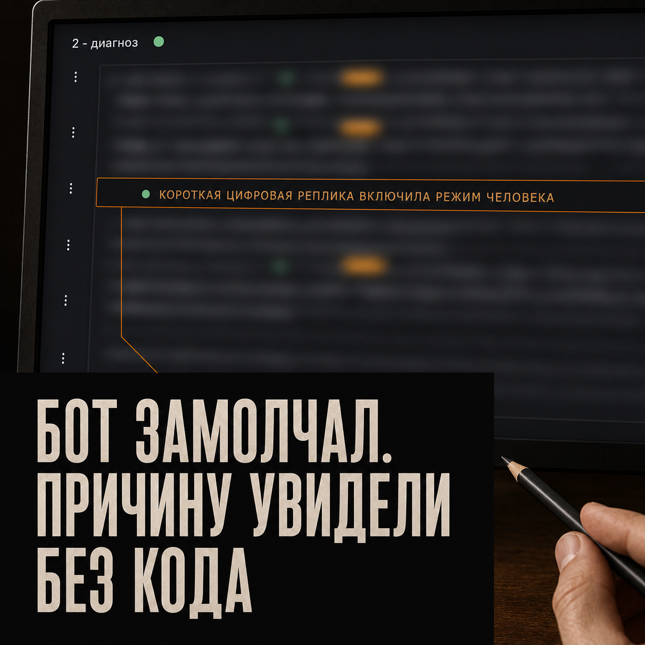 Понятная причина остановки ИИ-агента в обезличенной панели диагноза.
