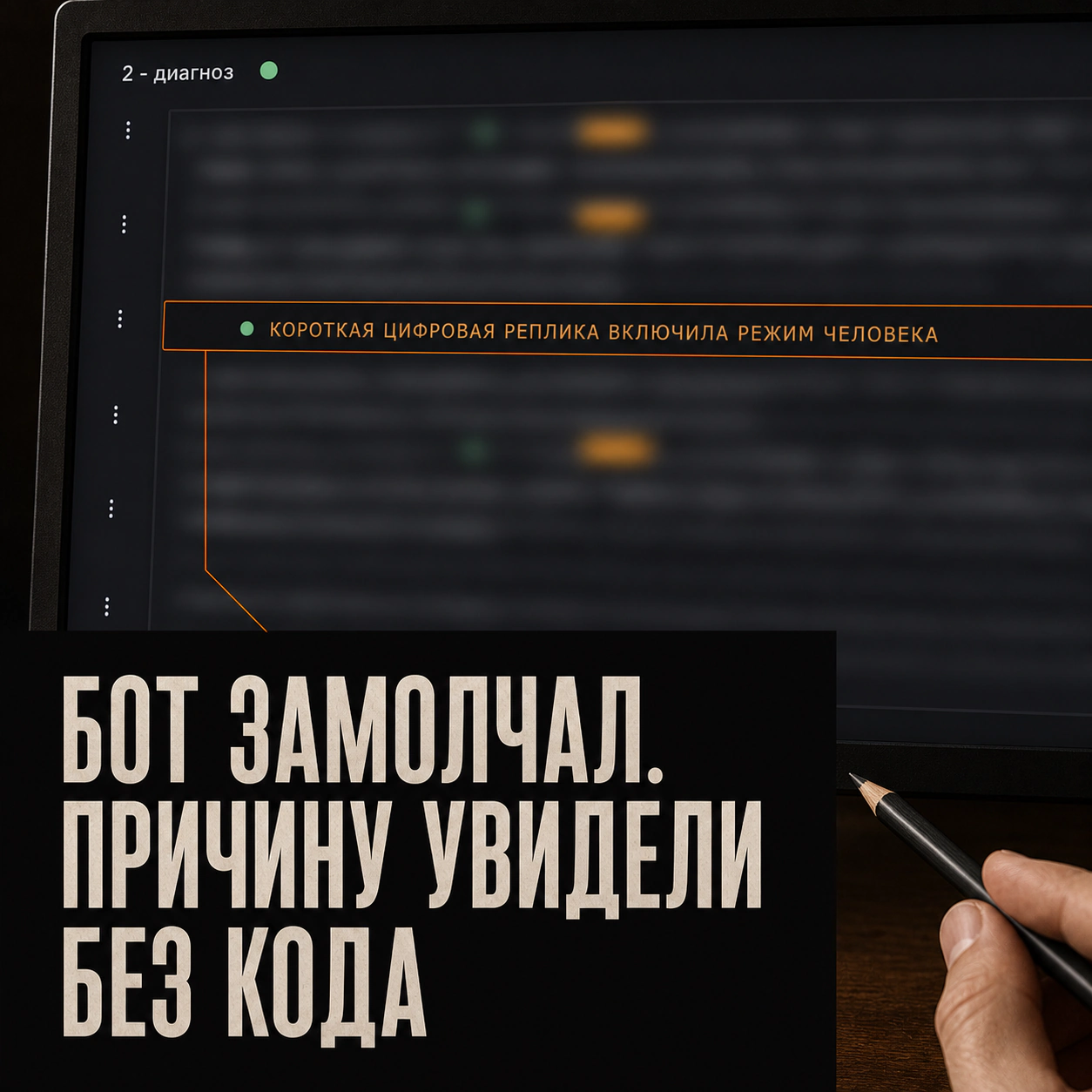 Понятная причина остановки ИИ-агента в обезличенной панели диагноза.
