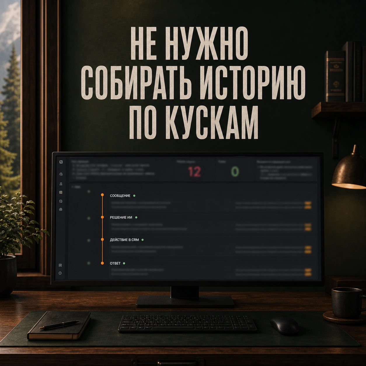 Единая цепочка событий обращения между сообщением клиента, ИИ-агентом и CRM.