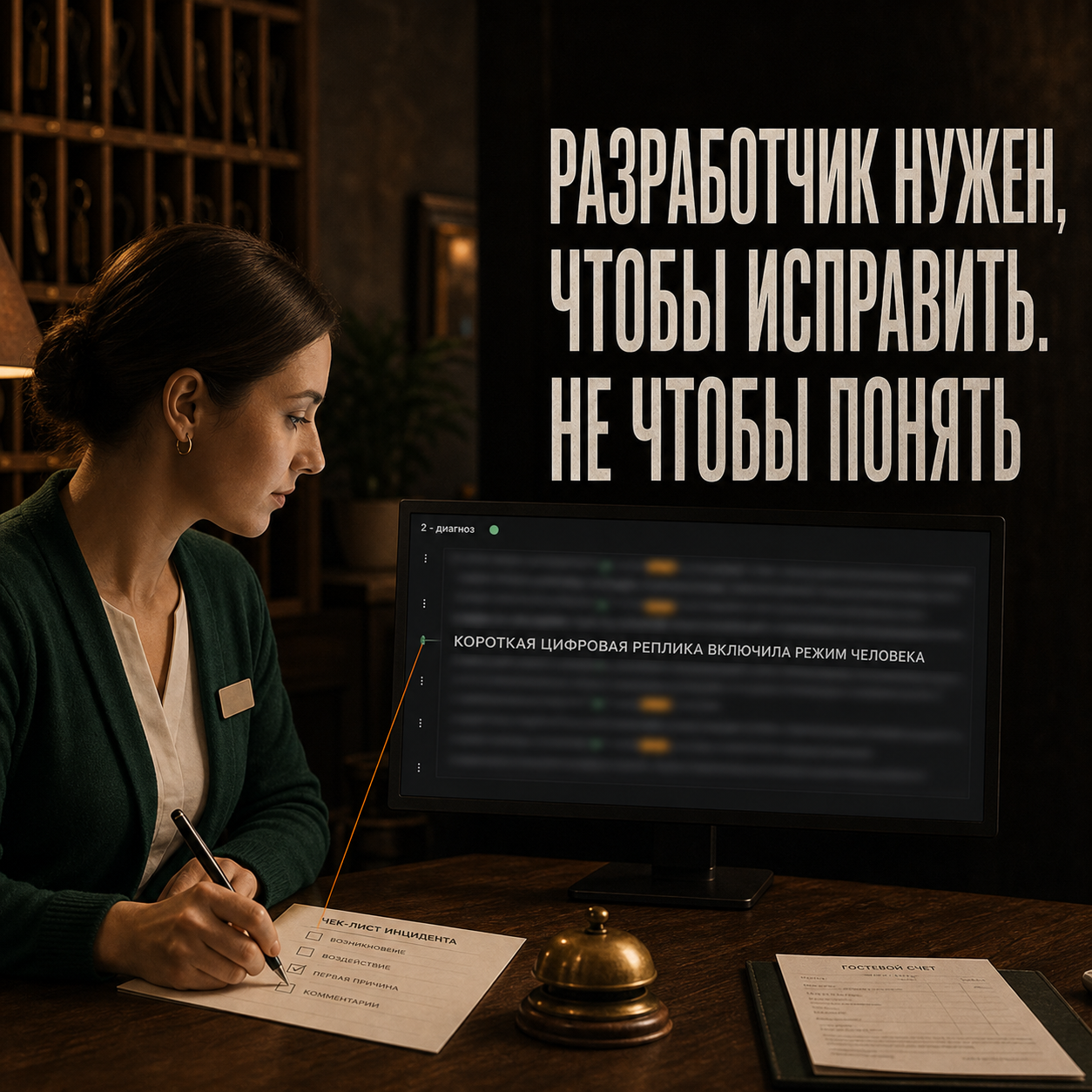 Сотрудник видит понятную причину сбоя ИИ-агента, а разработчик получает точный технический след для исправления.