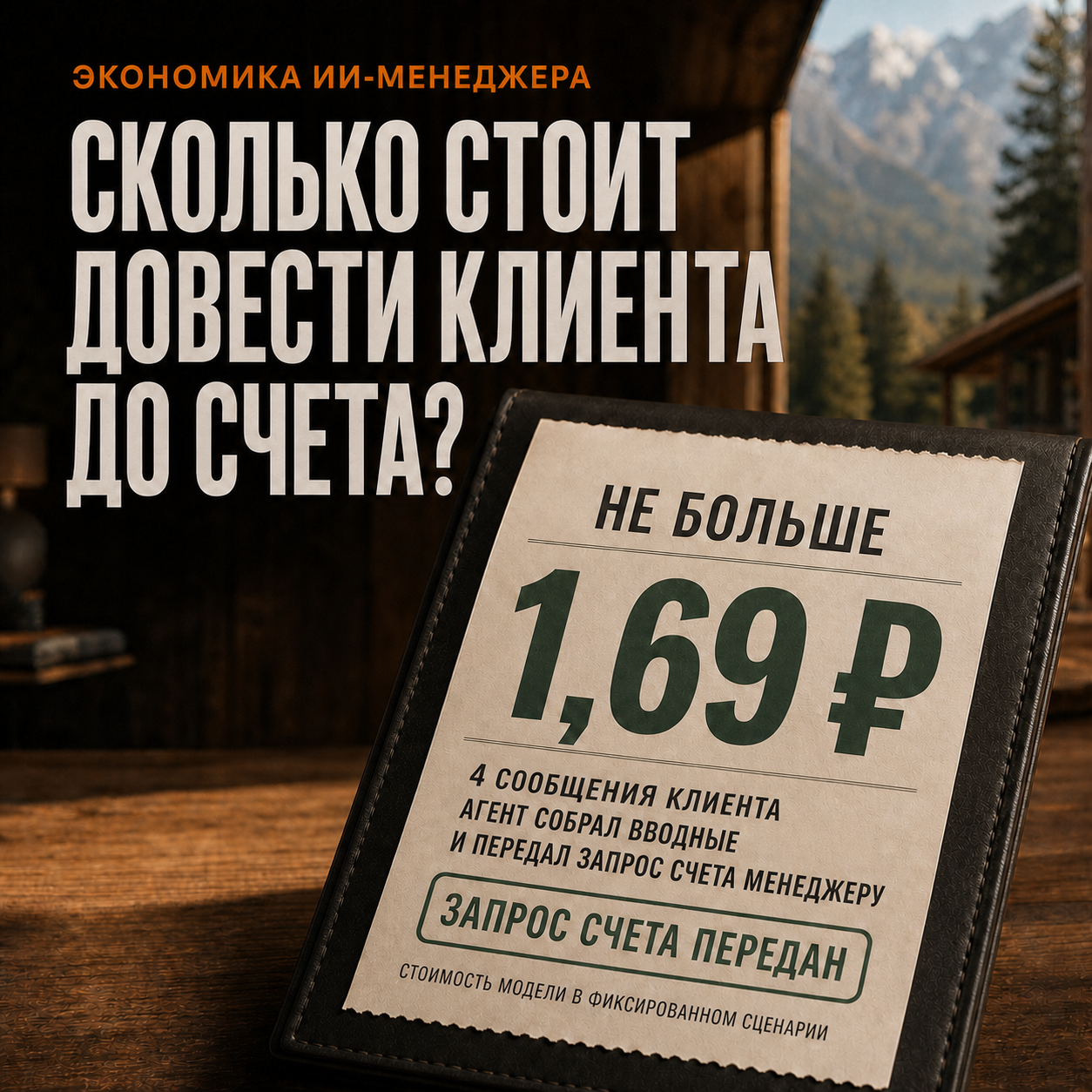 Стоимость работы модели в фиксированном четырехсообщенческом сценарии до запроса счета — не больше 1,69 рубля.
