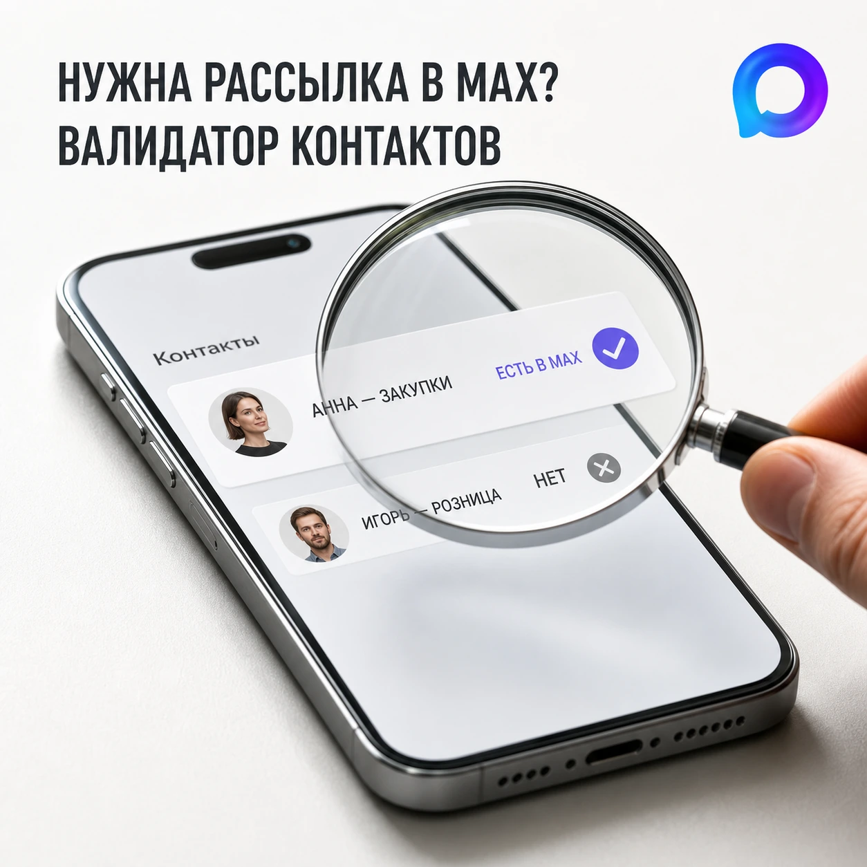 Обложка кейса: валидатор показывает, какие контакты зарегистрированы в MAX