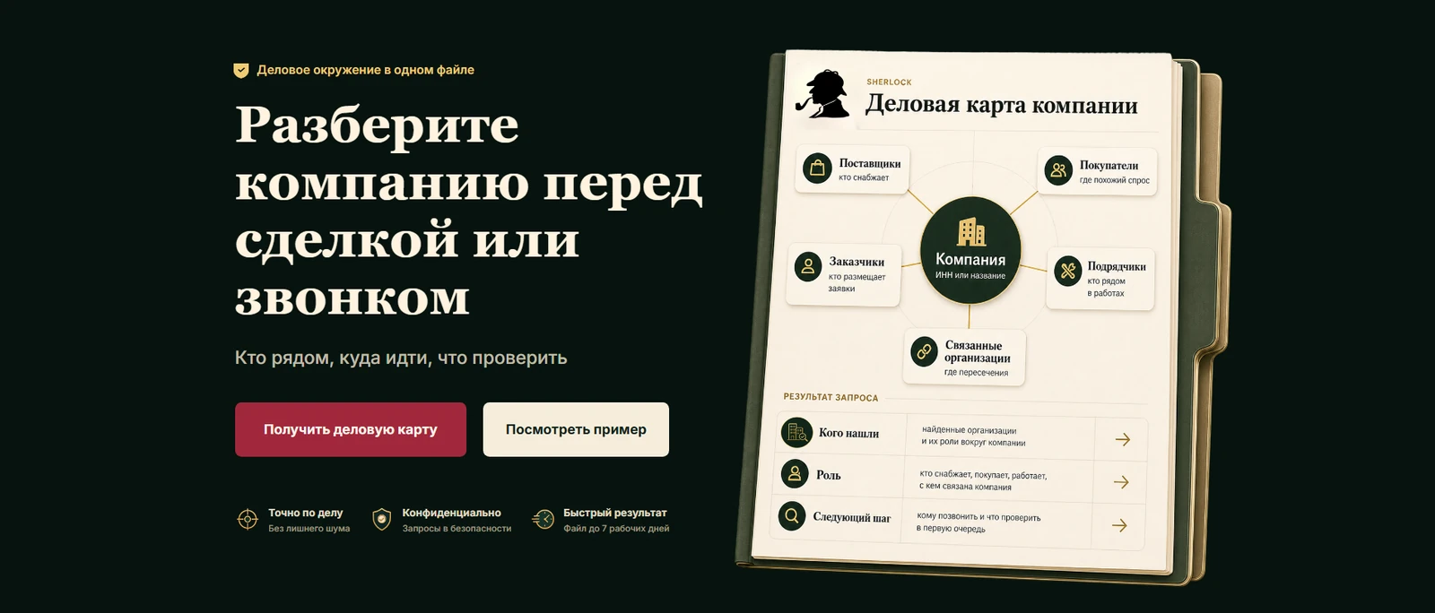 SherLock: досье перед звонком и вход в бота — скриншот 1