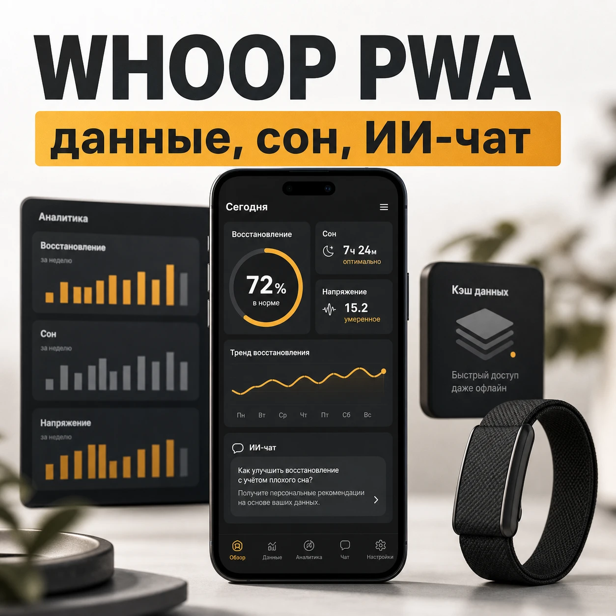 Кейс: PWA показывает данные WHOOP, сон, восстановление и ИИ-чат на русском